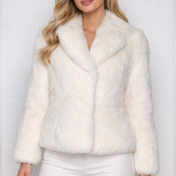 Vintage 70s White Cream 100% Rabbit Fur Coat Jacket - Picture 3 of 11